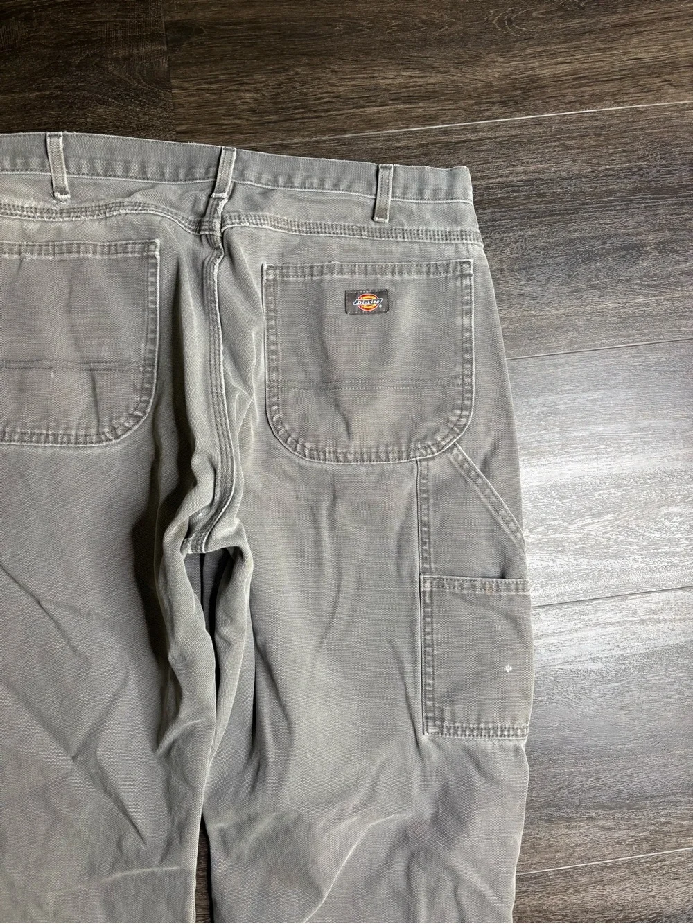 Vintage Dickies Carpenter Pants Mens 36x30 Gray Faded Distressed Heavy Canvas